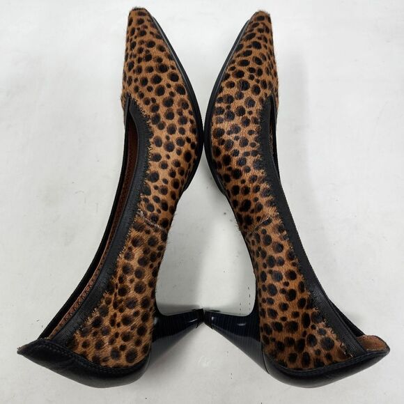 HISPANITAS Calf Hair Cheetah Print Kitten Heels Size 36 - Picture 7 of 11